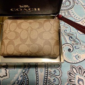 NWT Authentic Coach wristlet Signature Metallic with Coach gift box